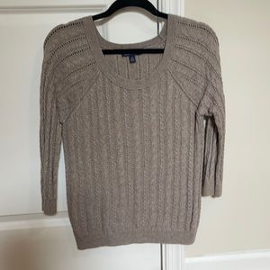 American eagle - three quarter sleeve cable knit sweater - small - tan